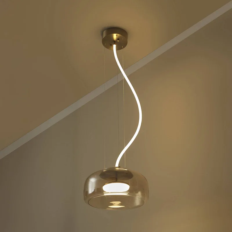 LED hanglamp DECOR GLOW, amber/goud, Ø 38 cm, licht naar boven en naar fra Osram i Amber, Guld – produktbillede