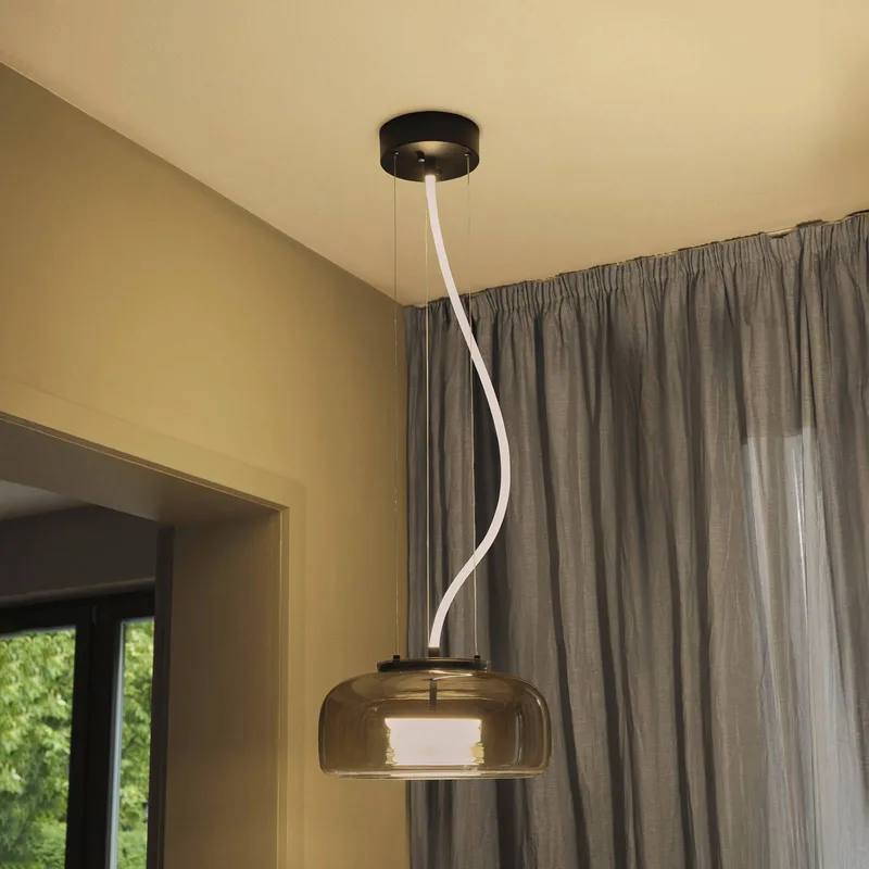 LED hanglamp DECOR GLOW grijs/zwart Ø 38 cm up/down de Osram en Rookgrijs, Noir – photo produit