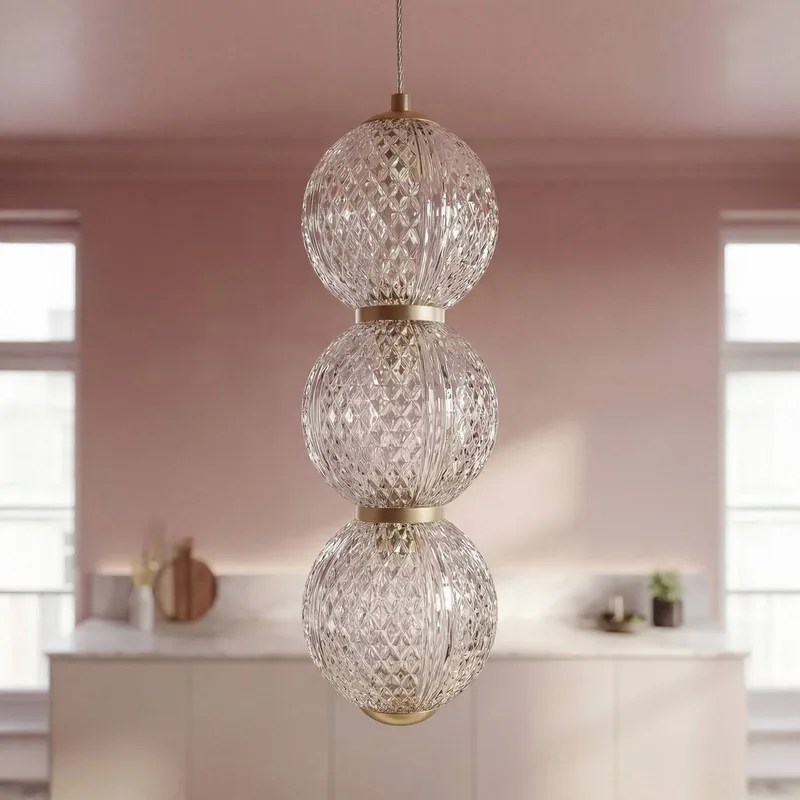 LED hanglamp Decor Xstal, messingkleurig, Ø 12 cm de Osram en Laiton, Transparant gestructureerd – photo produit