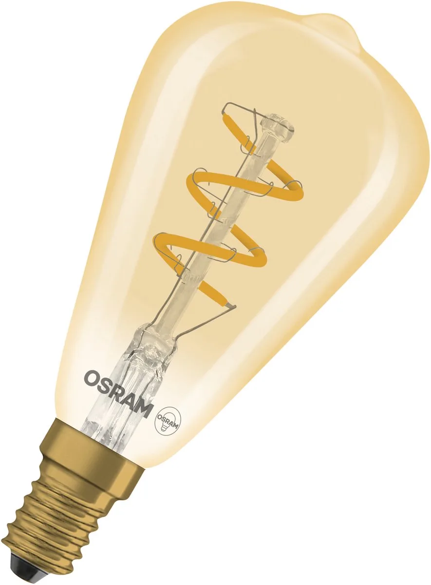 LED lamp Edison Vintage 1906 Spiral ST48, 2,8W, E14, goud, spiraaldraad, vintage look, geschikt voor open verlichting, vitrines, tafellampen, woonkamers de Osram – photo produit