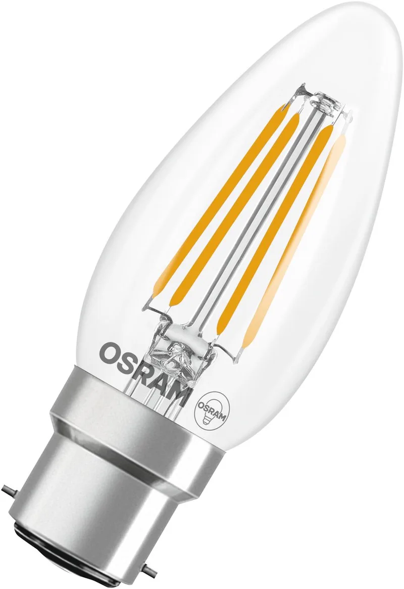 LED-lamp Filament Star B40 mini kaars 3,4W 840, 4000K koel wit, B22d, helder, 470 lm, levensduur 15.000 uur by Osram – product photo