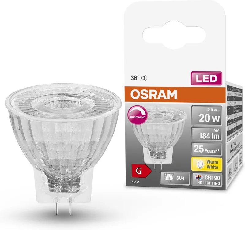 LED reflektor GU4 3,2W 927 36° dimbar från Osram – produktbild