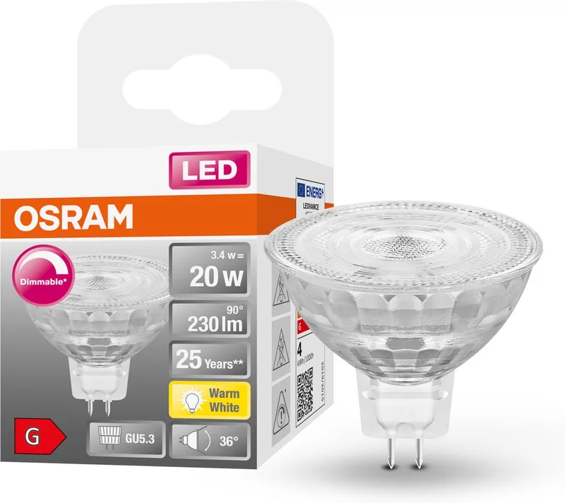 LED-Lampe, Spot GU5.3, 12V, 3,4W, 230 Lumen, warmweiß, dimmbar von Osram – Produktfoto