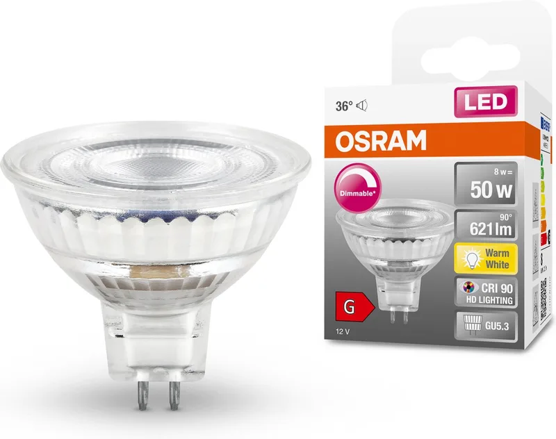Dæmpbar LED spotlight GU5.3 8W (50W) 2700K 90-99ra fra Osram – produktbillede