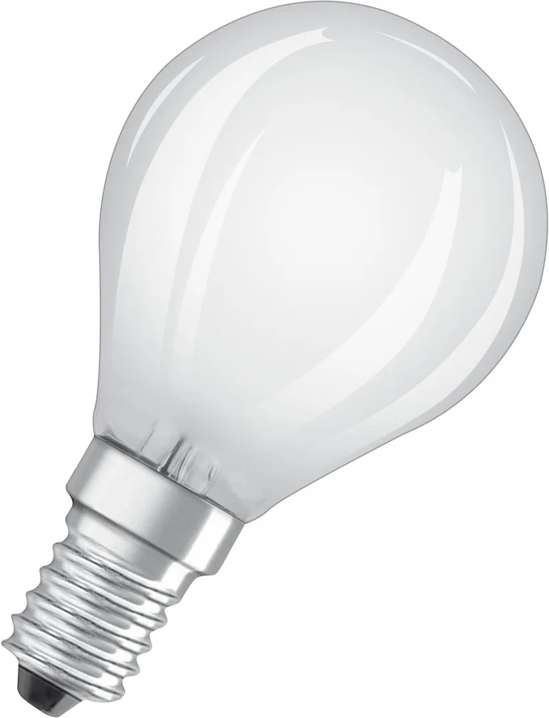 LED-lamp Star mini bolvorm P25 filament, 2700 K warm wit, 1,8 W, E14, mat, 250 lm, 15.000 h, voor tafel- en pendelarmaturen, niet-verblindend by Osram – product photo