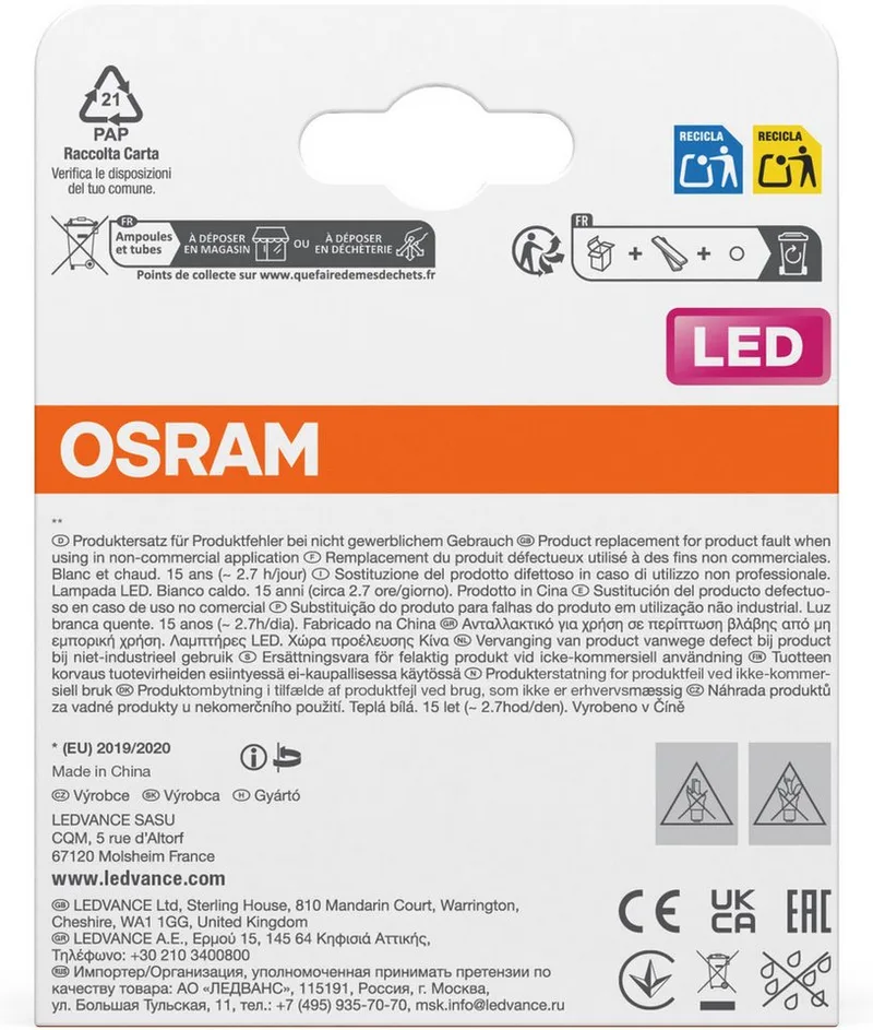 LED-lamp Star mini bolvorm P40 filament, 2700 K warm wit, 3,4 W, E27, mat, 470 lm, 15.000 h, voor tafel- en pendelarmaturen, niet-verblindend de Osram – photo produit 4 sur 4