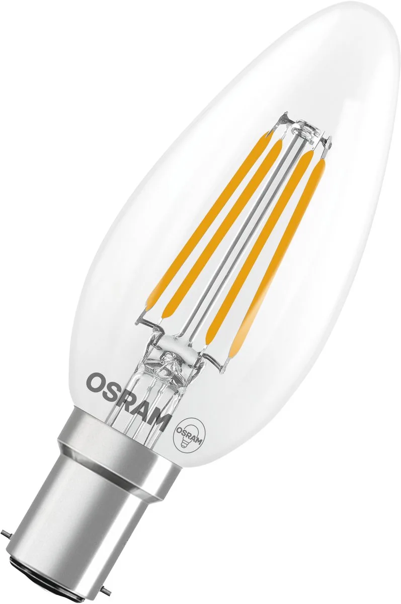 LED-lamp Ster kaarsvorm B40 filament, 2700 K warm wit, 3,4 W, B15d, helder, 470 lm, 15.000 h, voor kroonluchters en decoratieve armaturen von Osram – Produktfoto