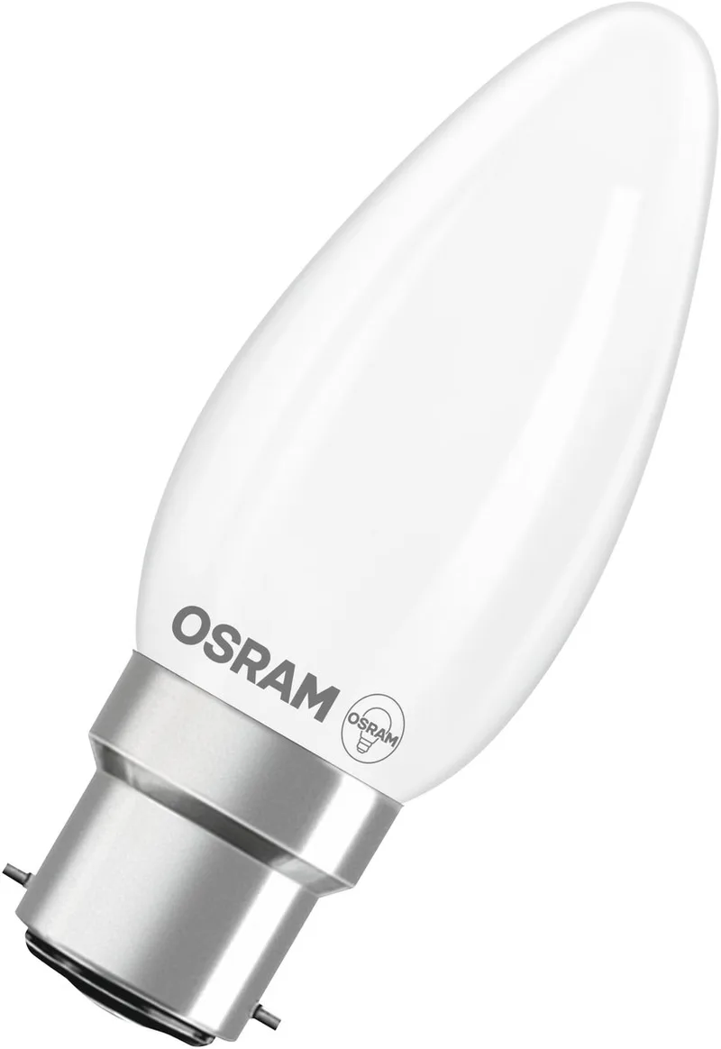LED lamp Superstar B40 kaarsvorm filament dimbaar, 2700 K warm wit, 3,4 W, B22d, mat, 470 lm, 15.000 h, voor kroonluchters, wandlampen de Osram – photo produit