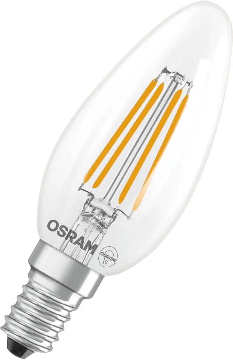 LED lamp Superstar B40 kaarsvorm filament dimbaar, 2700 K warm wit, 3,4 W, E14, helder, 470 lm, 15.000 h, voor kroonluchters en wandlampen by Osram – product photo