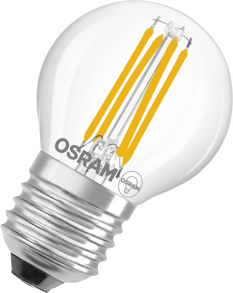 LED-lamp Superstar P40 Globe Filament dimbaar, 2700 K warm wit, 3,4 W, E27, helder, 470 lm, 15.000 h, voor tafel- en pendelarmaturen, woonkamer fra Osram – produktbillede
