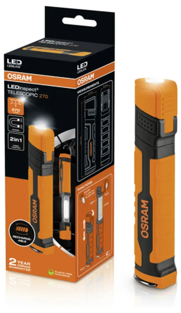 LED Lampe de travail LEDinspect TELESCOPIC 270 270 lm LEDIL419 de Osram en Noir, Orange – photo produit