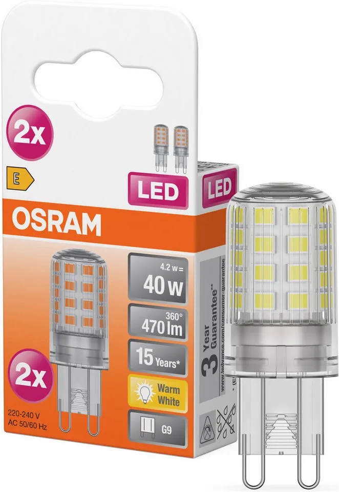 LED-Leuchtmittel LED PIN Lampe, G9, 2 St., Warmweiß fra Osram i Hvid – produktbillede