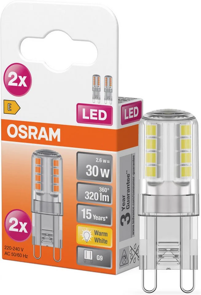 LED-Leuchtmittel LED PIN Lampe, G9, 2 St., Warmweiß från Osram i Vit – produktbild