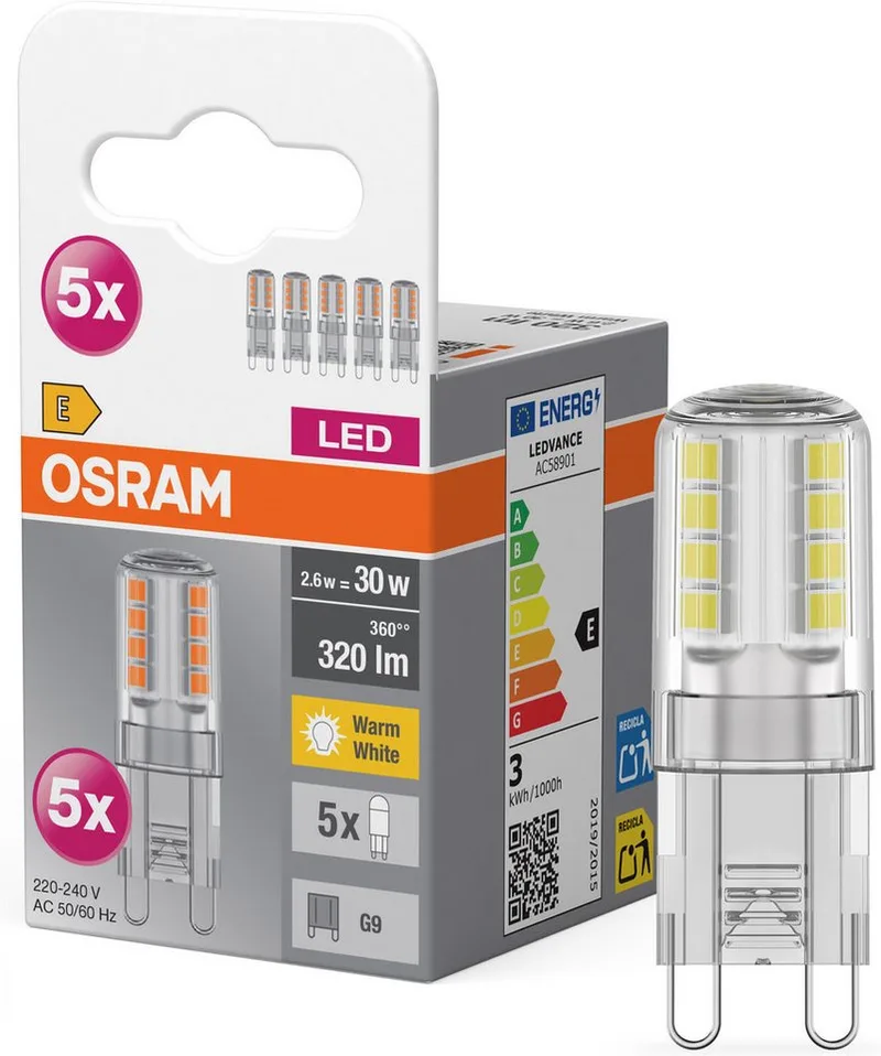 LED-Leuchtmittel Star PINLED-Lampe, Klar, G9, 5 St., Warmweiß de Osram en Multicolore – photo produit