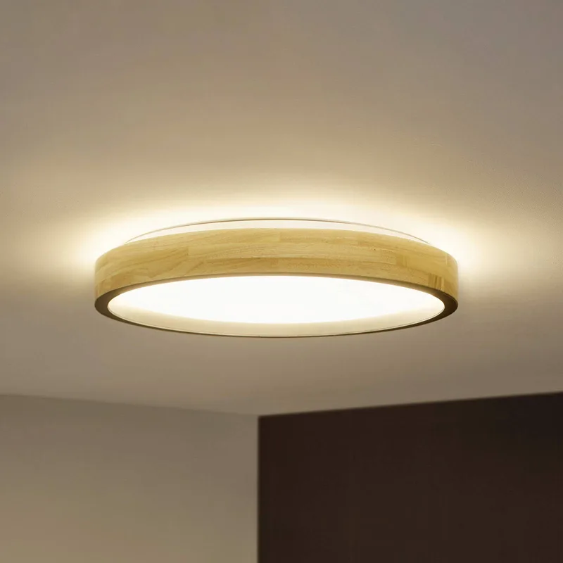 LED plafondlamp ORBIS MARIANO hout/zwart Ø 51 cm dimbaar de Osram en Hout, Noir – photo produit