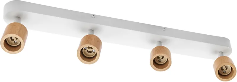 LED Spot Brick Plafondlamp 4xGU10 Wit Hout Design, Moderne Spotlight Bar 230V, Verstelbare Spotlights voor Keuken de Osram en Blanc, Houtdecor – photo produit