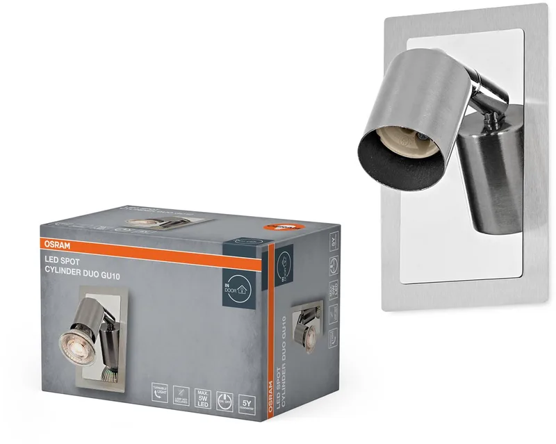 LED Spot Cylinder Duo 1xGU10 Brushed Nickel van Osram in Geborsteld nikkel, Chroom – productfoto