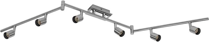 LED Spot Cylinder DUO plafondspot 6x GU10, Geborsteld Nikkel/Chroom, Staal, draaibaar, IP20, Binnenruimte de Osram en Geborsteld nikkel, Chrome – photo produit