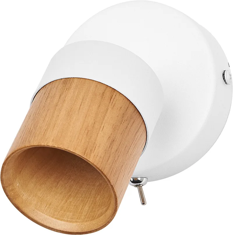 LED Spot Half Wood Line Plafondspot GU10, Wandspot, Wit/Hout decor, Staal/Rubberhout, draaibaar, AAN/UIT by Osram in White, Houtdecor – product photo