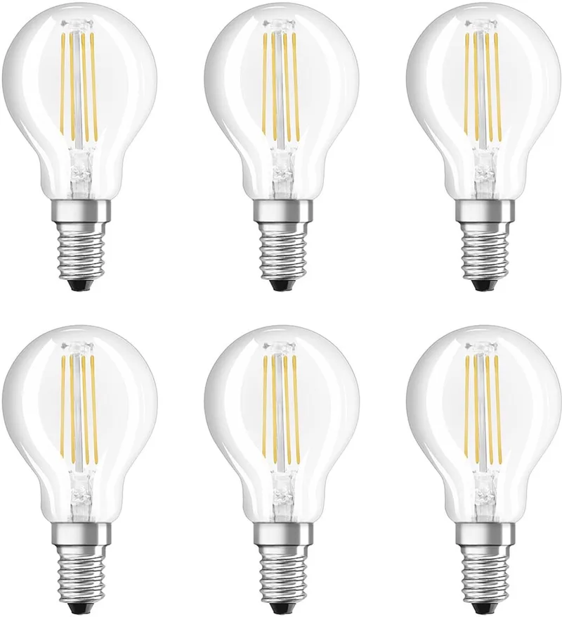 LED SST Classic P45 Lamp E14 - 5W 470lm 4000K 230V - Ø45mm - Geschikt voor wandlampen, plafonnières, keukens - 6 stuks von Osram – Produktfoto