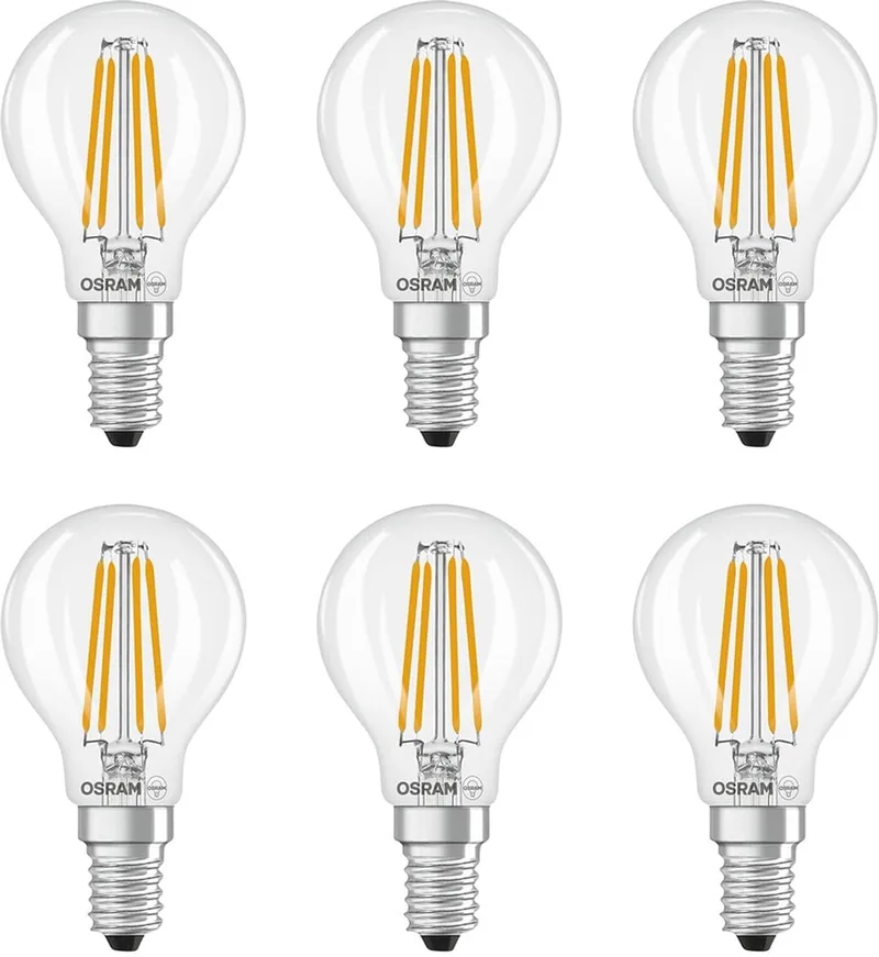 LED SST Classic P45 Lamp E14 - 6.5W 806lm 2700K 230V - Ø45mm - Geschikt voor tafellampen, designarmaturen, woonkamerverlichting - 6 stuks de Osram – photo produit