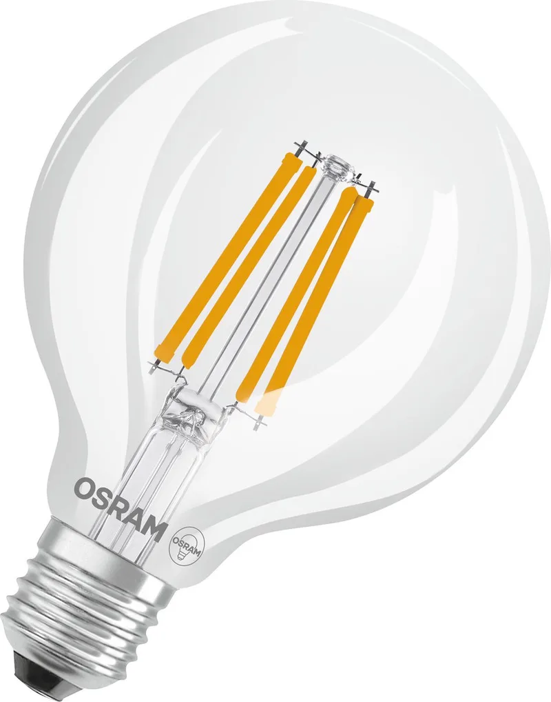 LED Superstar Classic Globe LED-lamp G 95 in klassieke bolvorm, behuizing van helder glas, 3,8 W, 806 lm, E27 fitting, koud wit licht met 4000 K, EEK A, diameter 95 mm. fra Osram – produktbillede