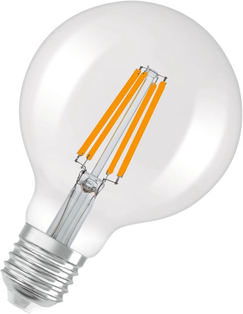 LED Superstar Globe 95 60 Filament DIM in bolvorm, LED-lamp, loodvrij glas, helder, 5,9 W, (ex 60 W), 806 lm, warm wit, 2700 K, dimbaar, 25000 u, CRI 80 från Osram – produktbild
