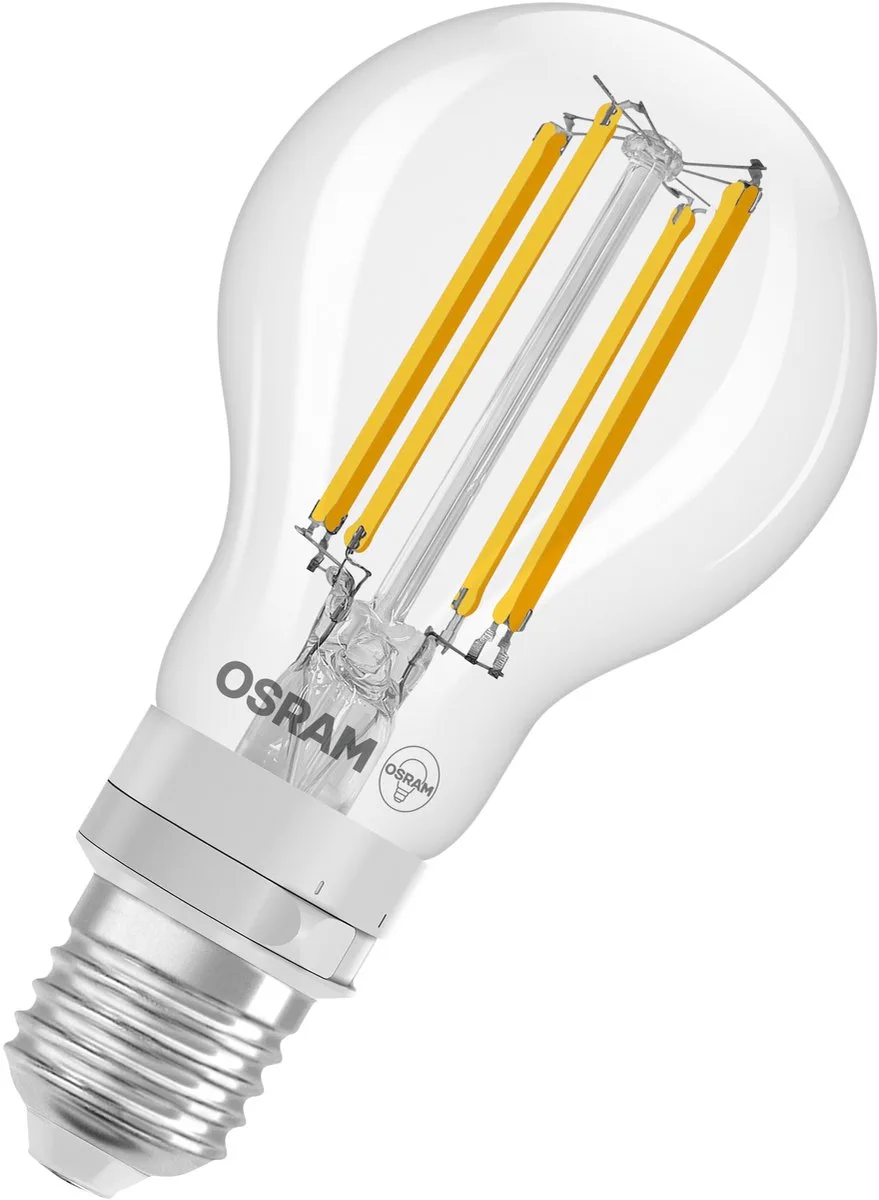 LED SUPERSTAR PLUS CLASSIC A 60 5 CCT SELECT in A-vorm, LED-lamp, loodvrij glas, helder, 7,3 W, (ex 60 W), 806 lm, neutraal wit, 2700-3000, dimbaar, 15000 u fra Osram – produktbillede
