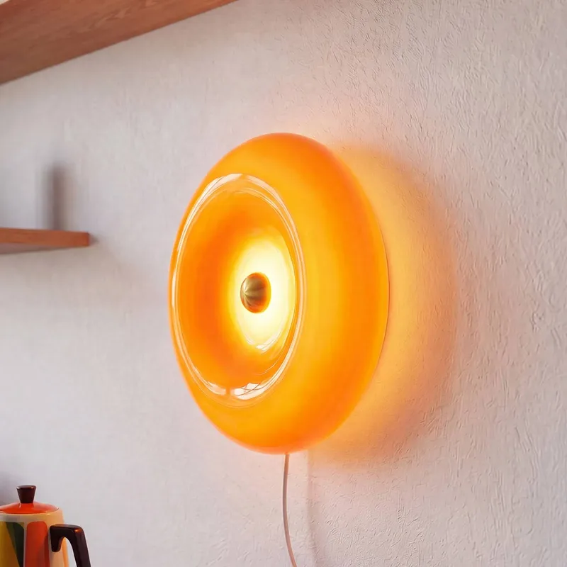 LED wandlamp Decor Lunea, oranje, Ø 30 cm, glas, CCT, dimbaar by Osram in Orange, Chrome – product photo