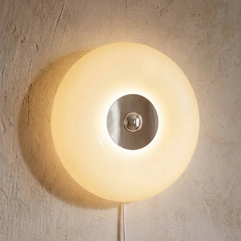 LED wandlamp Decor Lunea, wit, Ø 30 cm, glas, CCT dimbaar fra Osram i Hvid, Krom – produktbillede