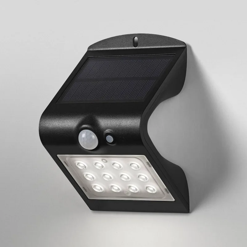 LED-zonne-wandlamp ENDURA FLOOD BUTTERFLY 1,5 W met sensor van Osram in Zwart – productfoto