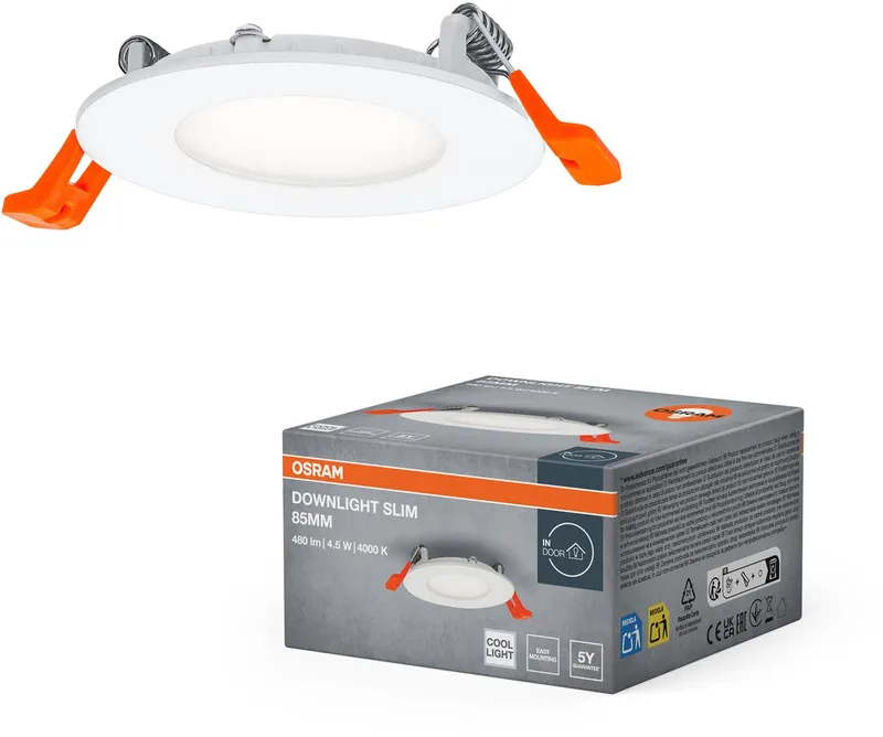 HOMELIGHTING 4099854445064 Downlight Slim 85mm 4.5W 4000K Plafonnier LED LED LED intégrée 4.50 W blanc de Osram en Blanc – photo produit