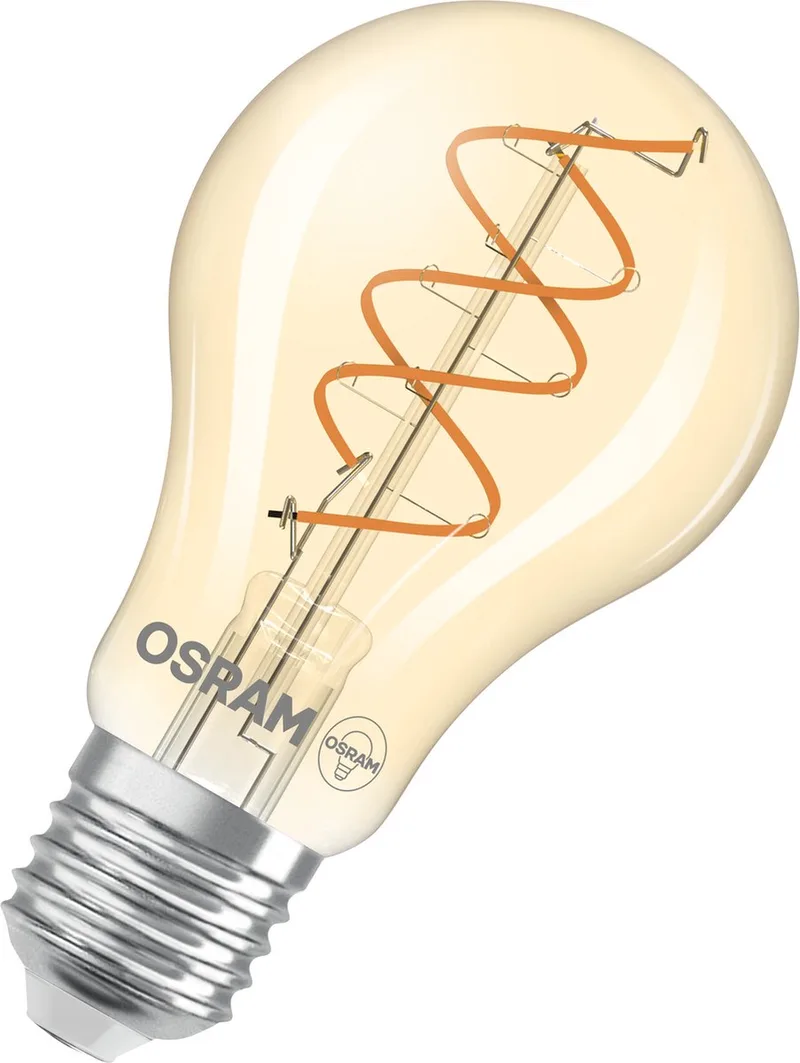 LED Vintage E27 8W 2.200K Spiral Filament guld dæmpbar fra Osram – produktbillede
