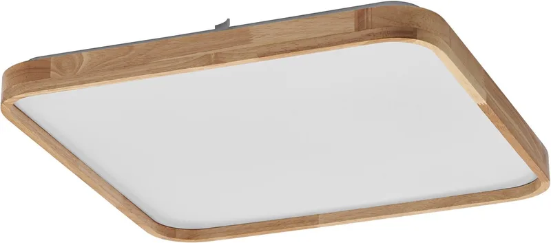 ORBIS Alicia LED plafondlamp met houtdecor, 16W, 2500lm, 3000K, 495x495mm, vriendelijk warm wit, dimbaar door te klikken, IP20 bescherming, inclusief montageschroeven en pluggen de Osram en Houten decor – photo produit