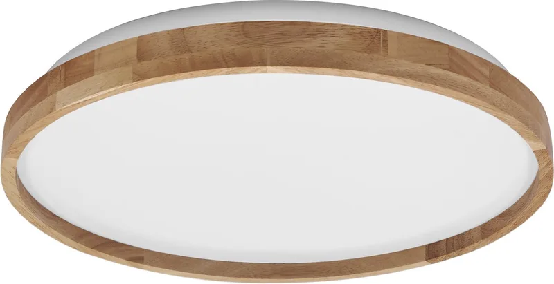ORBIS Alison wand- en plafondlamp met LED, 16W, 1000lm, 3000K, 295mm diameter, vriendelijk warm wit, dimbaar door te klikken, IP20 bescherming, inclusief montageschroeven en pluggen fra Osram i Houten decor – produktbillede