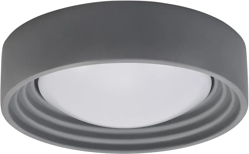 ORBIS Concrete, grijze betonnen plafondlamp met LED, 13W, 800lm, 3000K vriendelijk warm wit, dimbaar in 3 stappen door te klikken, 300mm diameter, IP20 bescherming, geschikt voor badkamers de Osram en Gris – photo produit