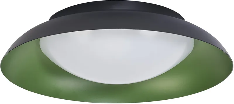 Orbis Plate LED plafondlamp, zwart-groen, 19W, 1000lm, 3000K, 310mm, 830 vriendelijk warm wit, dimbaar in 3 niveaus door te trappen, IP20 bescherming, inclusief montageschroeven en pluggen von Osram in Schwarz, Grün – Produktfoto
