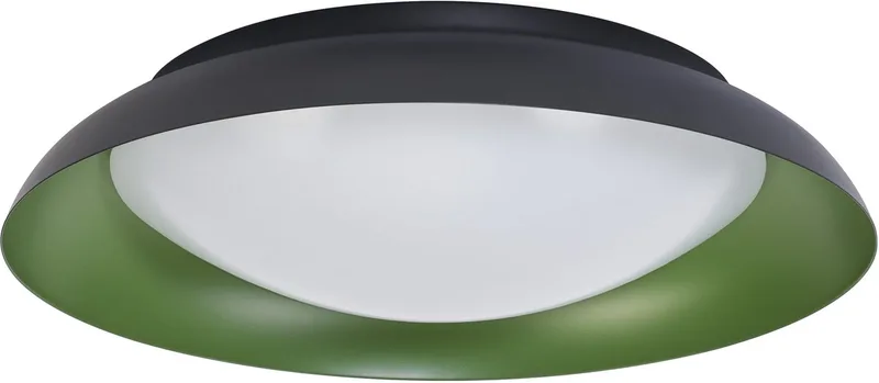 Orbis Plate LED plafondlamp, zwart-groen, 35W, 1700lm, 3000K, 430mm, 830 vriendelijk warm wit, dimbaar in 3 niveaus door te trappen, IP20 bescherming, inclusief montageschroeven en pluggen de Osram en Noir, Vert – photo produit