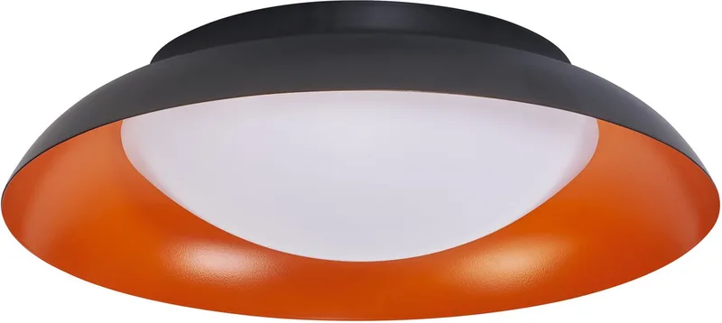 Orbis Plate LED plafondlamp, zwart-oranje, 19W, 1000lm, 3000K, 310mm, 830 vriendelijk warm wit, dimbaar in 3 niveaus door te trappen, IP20 bescherming, inclusief montageschroeven en pluggen von Osram in Schwarz, Gelb – Produktfoto