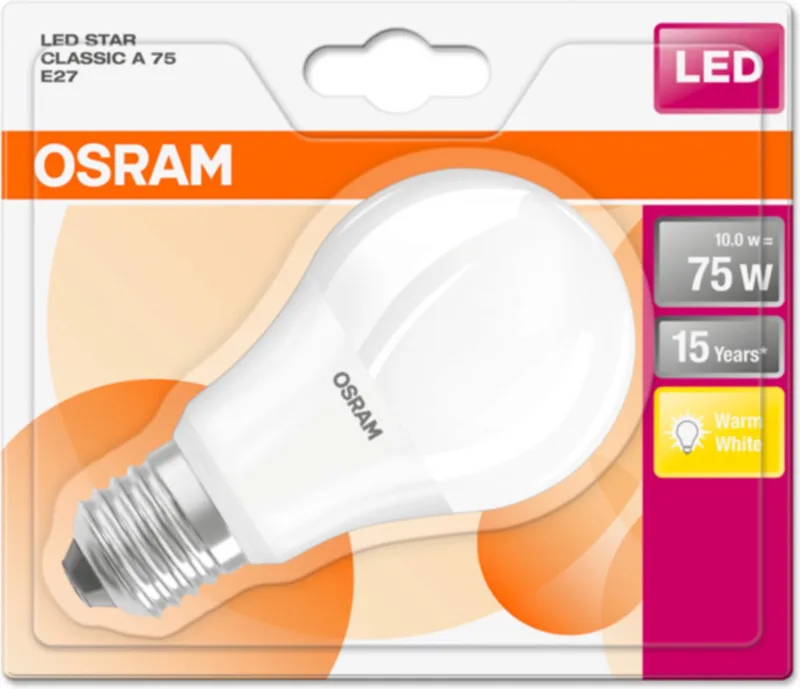 OSRAM 4052899282988 LED-lamp Energielabel A+ (A++ - E) E27 Peer 9 W = 75 W Warmwit (Ø x l) 57 mm x 110 mm 1 stuk(s) von Osram – Produktfoto