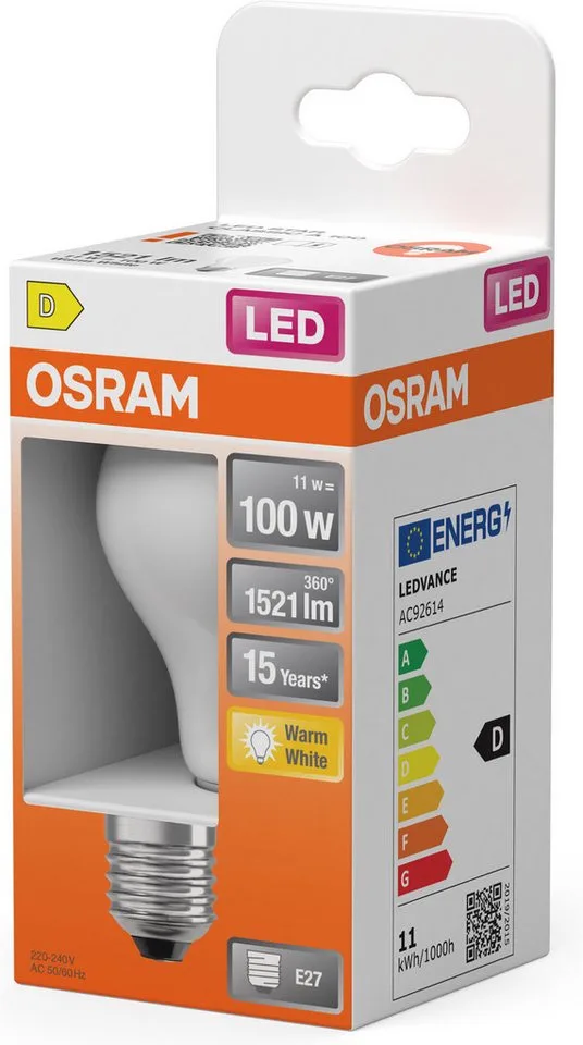 LED-pære E27 10W Classic A 2.700K mat fra Osram – produktbillede 3 af 3