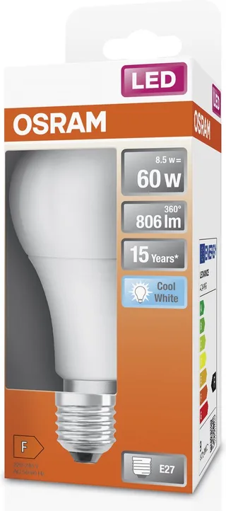 LED Normal 60 Mat 8W 840 E27 fra Osram – produktbillede 1 af 2