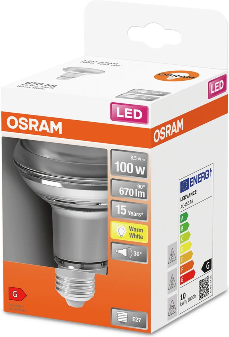 OSRAM 4058075433267 LED-lamp Energielabel G (A - G) E27 Reflector 9.1 W = 100 W Warmwit (Ø x l) 80 mm x 113 mm 1 stuk(s) van Osram – productfoto