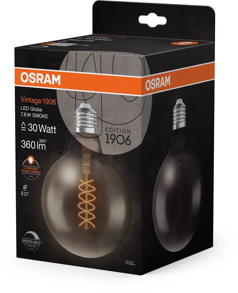 HOMELIGHTING 4058075761254 LED CEE G (A - G) E27 forme de globe 7.8 W = 30 W blanc chaud (Ø x H) 124 mm x 124 mm à intensité variable 1 pc(s) de Osram – photo produit