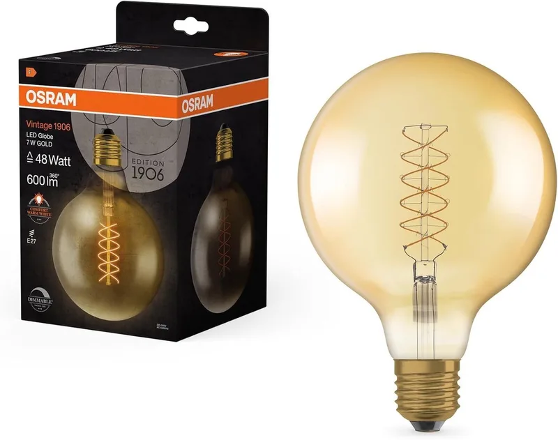 HOMELIGHTING 4058075761674 LED CEE F (A - G) E27 forme de globe 7 W = 48 W blanc chaud (Ø x H) 124 mm x 124 mm à intensité variable 1 pc(s) de Osram – photo produit