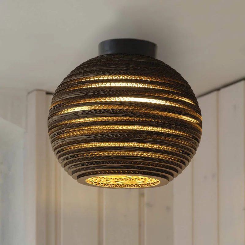 plafondlamp BALL, Ø 26 cm, golfkarton, E27 by Osram in Brown – product photo