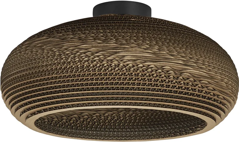 plafondlamp Decor Cardboard Drop van golfkarton, lichtgewicht, E27, 400 mm diameter, lampenkap van gerecycled materiaal, duurzaam dankzij vervangbare lichtbron, eenvoudig te installeren från Osram i Brun – produktbild