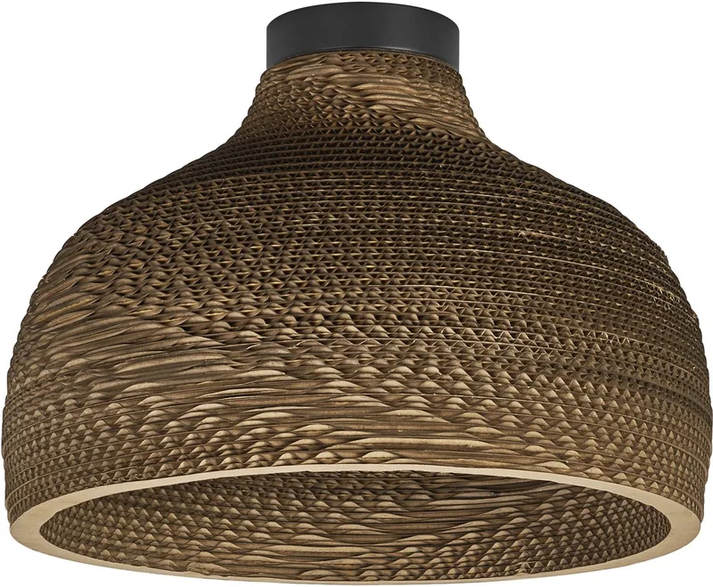 plafondlamp Decor Cardboard Hat van golfkarton, lichtgewicht, E27, 360 mm diameter, lampenkap van gerecycled materiaal, duurzaam dankzij vervangbare lichtbron, eenvoudig te installeren de Osram en Marron – photo produit