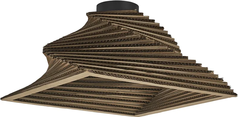 plafondlamp Decor Cardboard Square Turn van golfkarton, E27, 400 mm diameter, lampenkap van gerecycled materiaal, duurzaam dankzij vervangbare lichtbron, eenvoudig te installeren by Osram in Brown – product photo