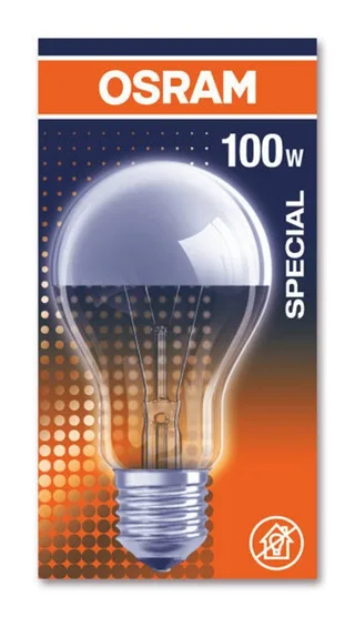 Spezialleuchtmittel OSRAM Kopfspiegellampe silber E27 SPECIAL MIRROR A SILV 100, E27, 1 St., warmweiß, dimmbar, verspiegelt, silber van Osram – productfoto 1 van 2